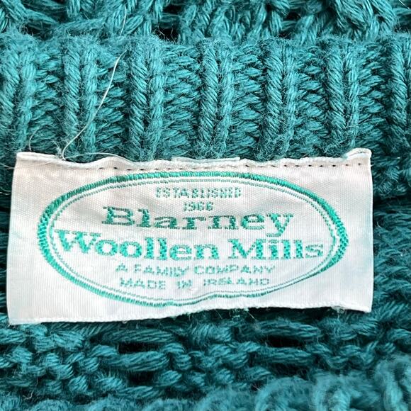 Blarney woolen mills vintage teal green knit sweater oversized grandmacore cozy - Picture 8 of 10